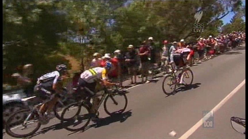Riders cycle up Old Willunga Hill