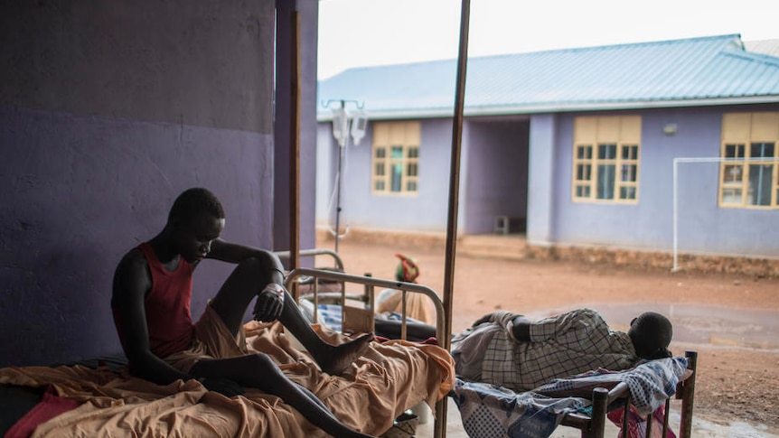 Sudanese refugees and patients rest at the Maban hospital.