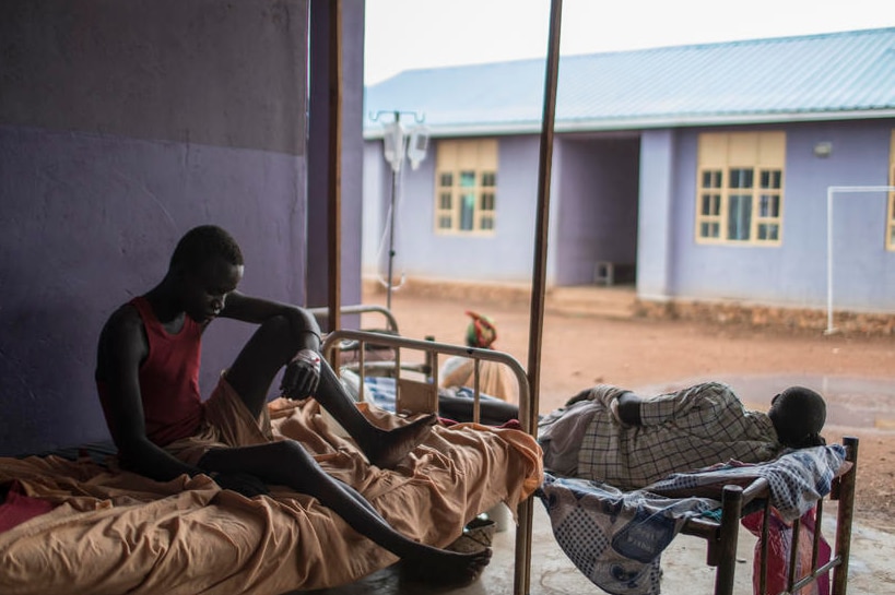 Sudanese refugees and patients rest at the Maban hospital.