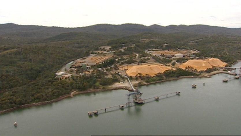 Gunns woodchip mill next to the pulp mill site in the Tamar Valley