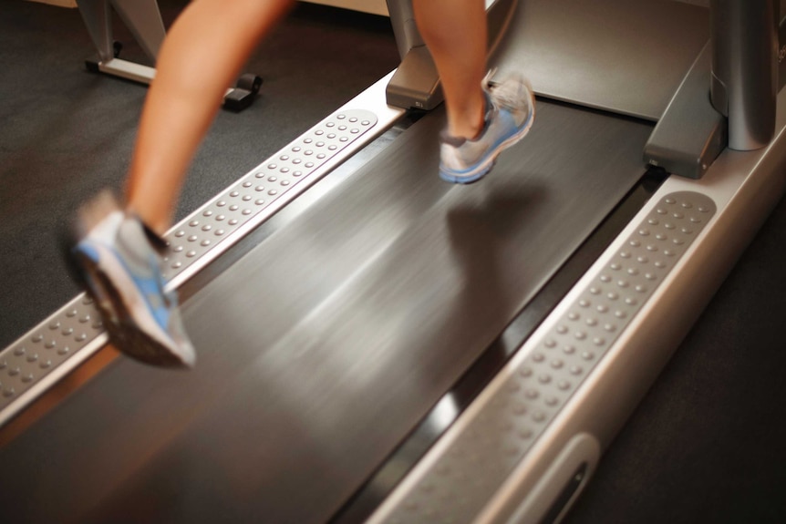 Person running on a treadmill