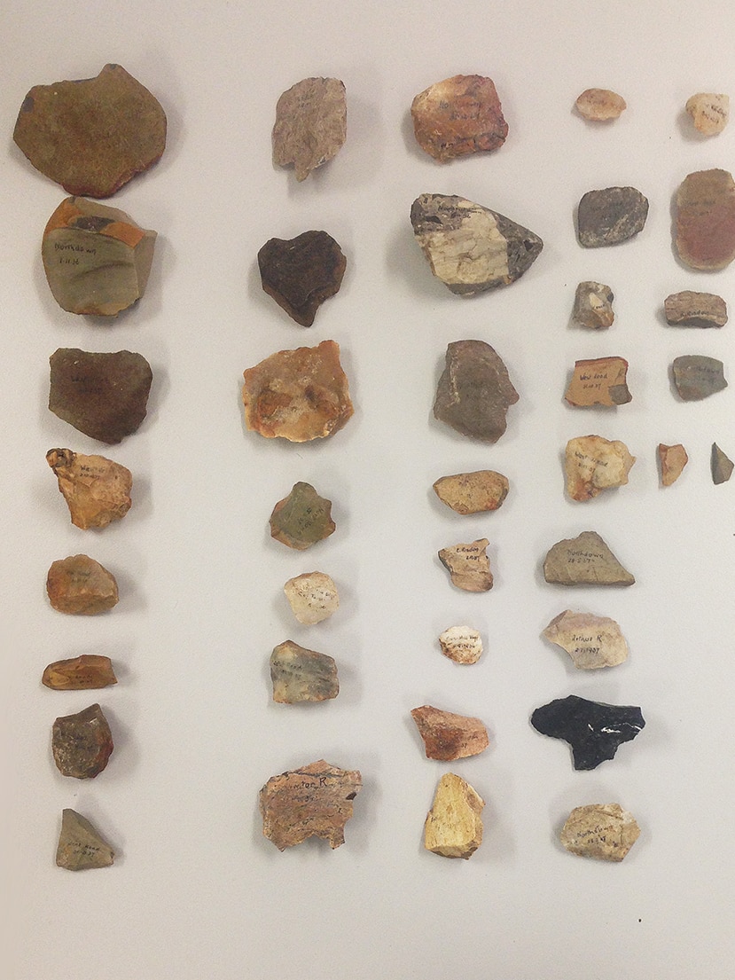 Aboriginal artefacts laid out after being found allegedly up for sale online from Tasmania.