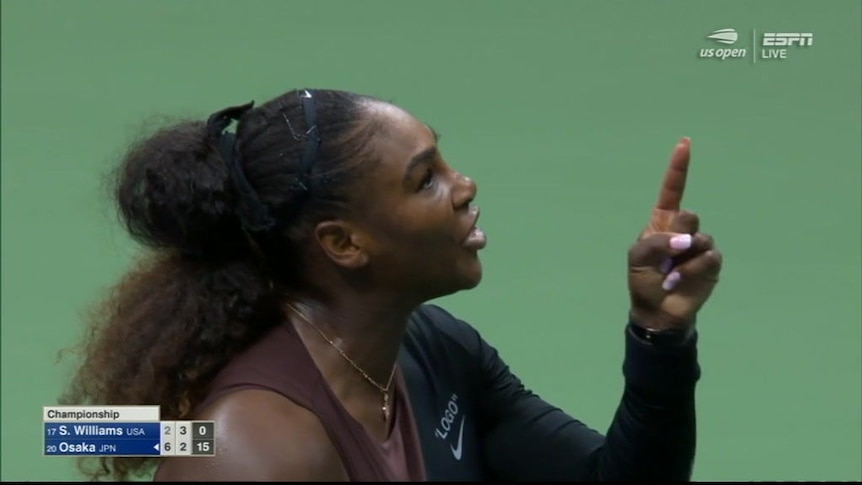 Serena Williams takes the umpire to task over his calls during the US Open final.