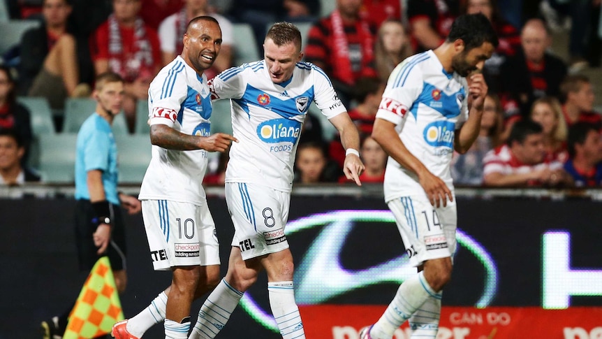 Berisha and Thompson celebrate goal against Wanderers