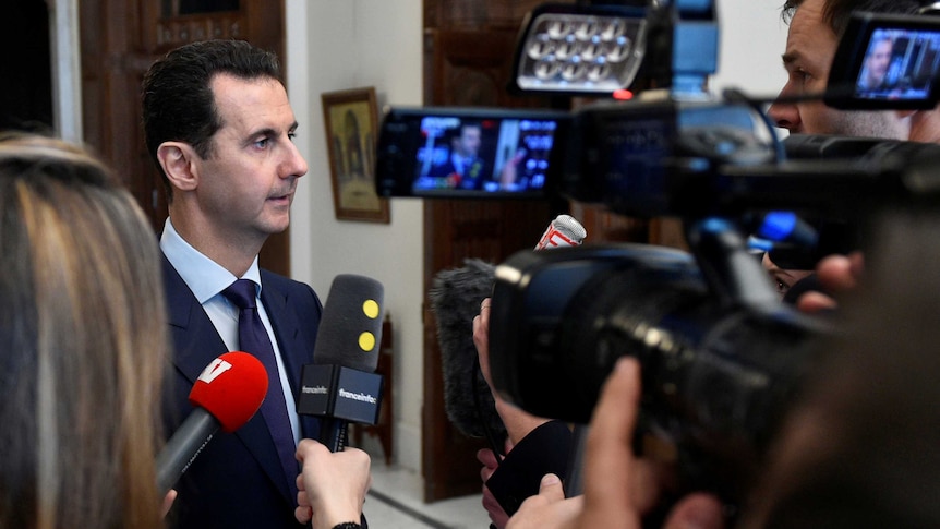 Syria's President Bashar al-Assad speaks to French journalists.