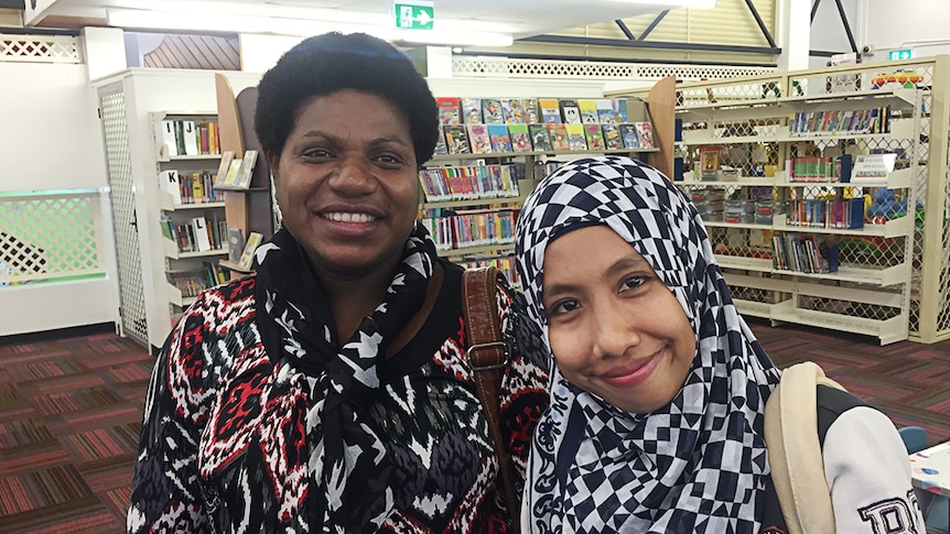 Anilia Augustin Lynch and Rose Kote at Mount Isa library.