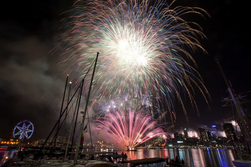 Fireworks over water