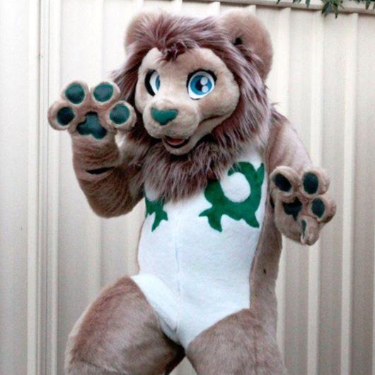 A man wearing a lion costume