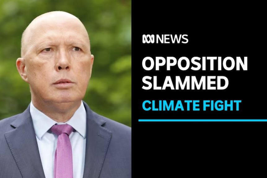 Opposition Slammed, Climate Fight: Peter Dutton looks off-camera.