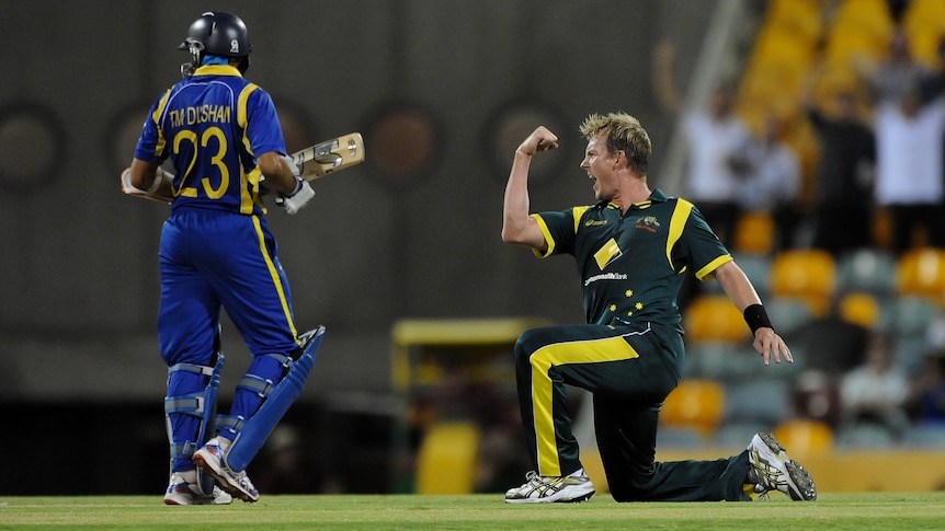 Oldie but a goodie ... veteran quick Brett Lee bagged three wickets for Australia.