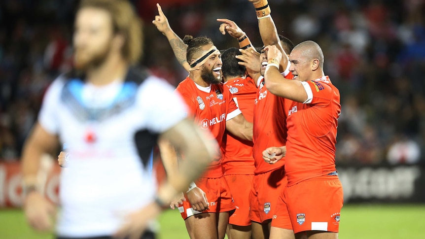 Tonga celebrates rugby league Test win over Fiji