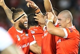 Tonga celebrates rugby league Test win over Fiji