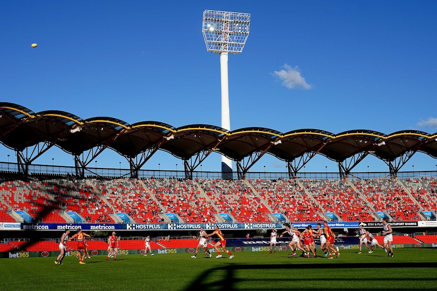 A general view of play during the round three AFL match between the Gold Coast Suns and the Adelaide Crows in Carrara.