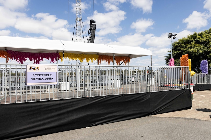 A raised, fenced stage 