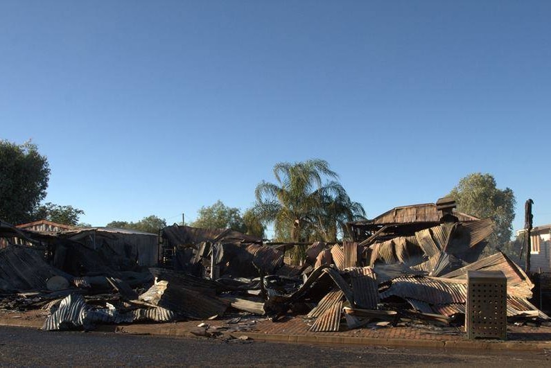 Fire blackened tin on the former Morven hotel site.