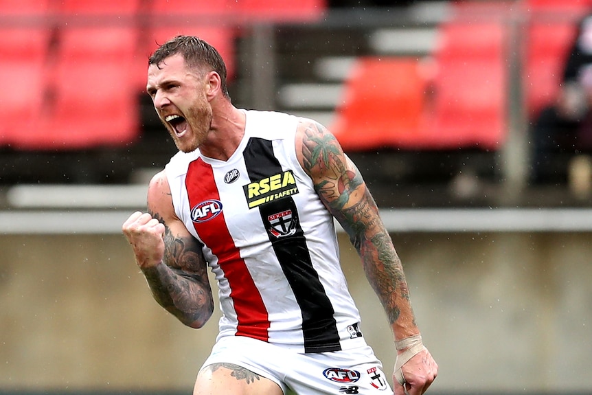 Tim Membrey clenches his fist after a goal