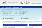 Evocca college student figures on the Australian government's MySkills website