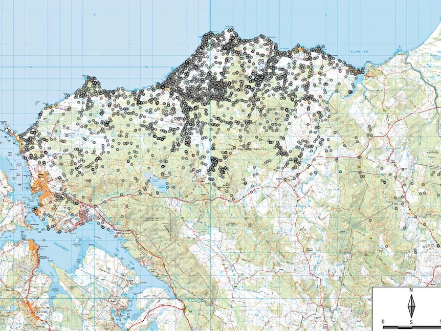 Map showing dispersal of Stony Head devil population