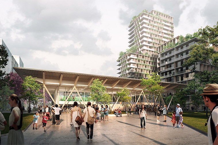 A concept image of the Woolloongabba station precinct  