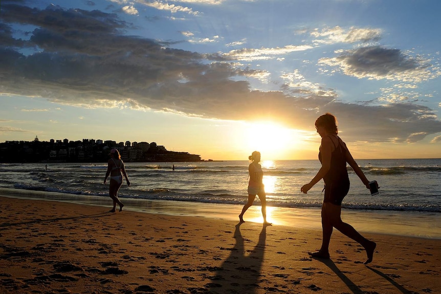 People on a beach.