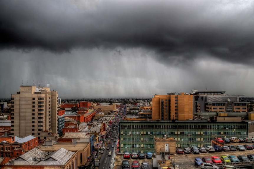 Rain front moving over Adelaide