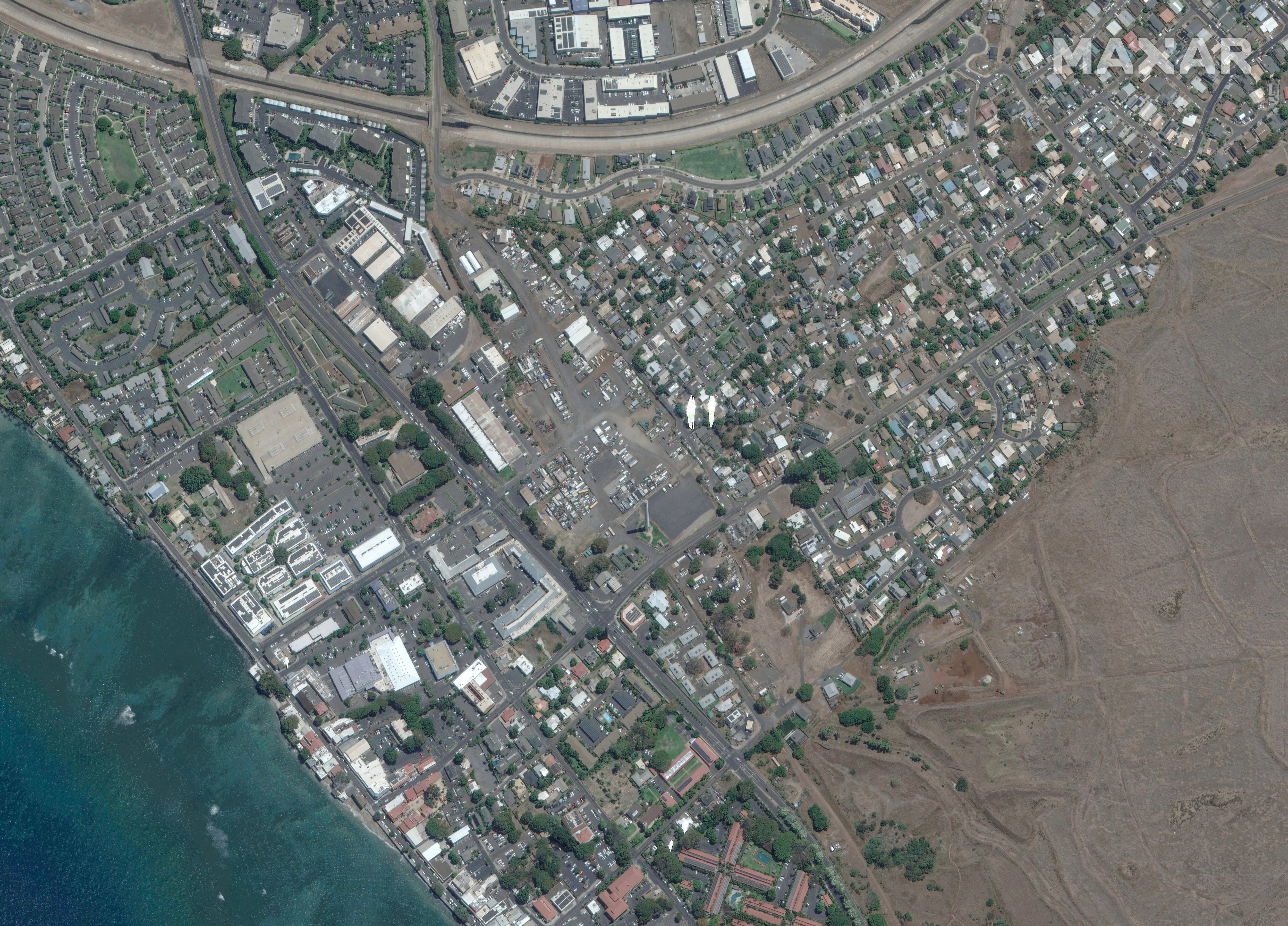 A satellite image of Lahaina on June 25.