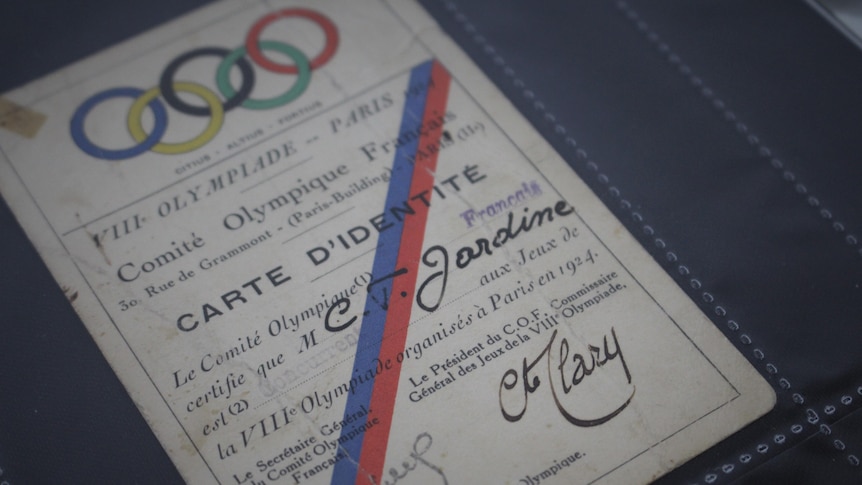 An image of a 1924 paris olympian identification card. 