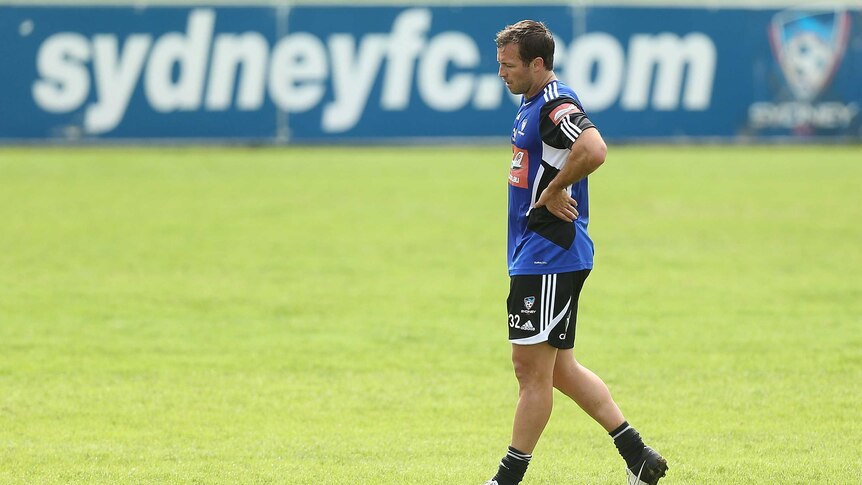 First training session ... Lucas Neill warms up for his new club.