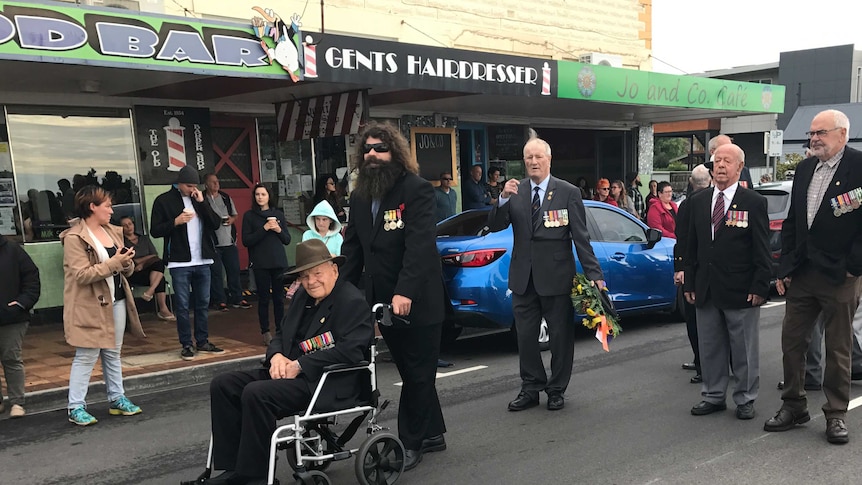Ted Howe leads Penguin Anzac Day parade