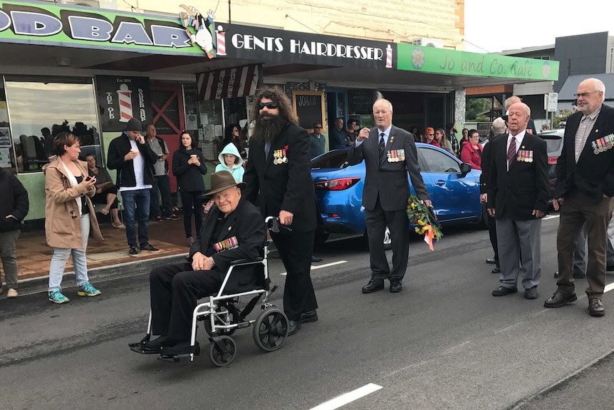 Ted Howe leads Penguin Anzac Day parade