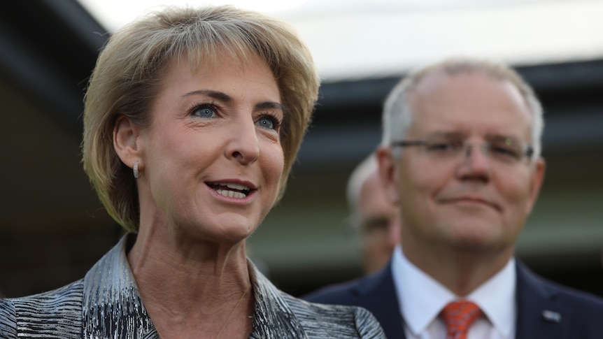 Scott Morrison and Michaelia Cash at a press conference 