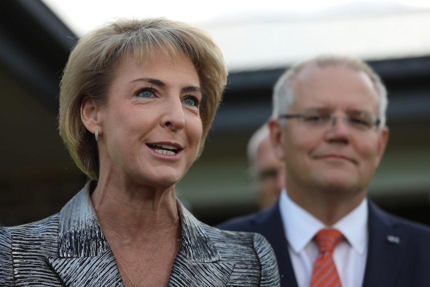 Scott Morrison and Michaelia Cash at a press conference 