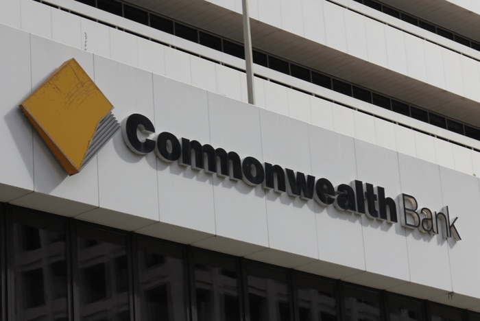 A sign on a building on a Commonwealth Bank branch in Brisbane