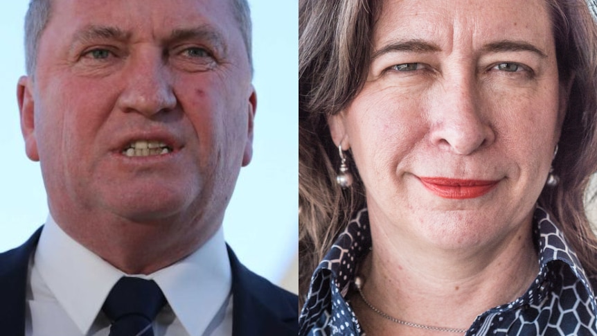 An image of Barnaby Joyce on the left, Susan McDonald on the right.