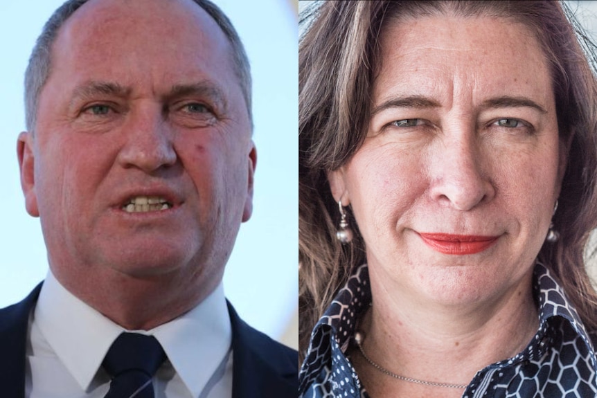 An image of Barnaby Joyce on the left, Susan McDonald on the right.