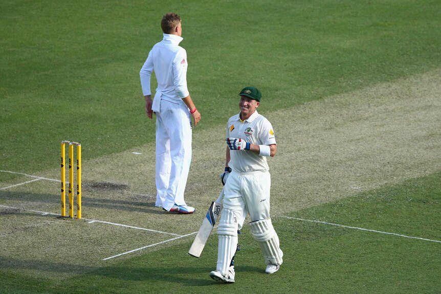 Brad Haddin celebrates his half century