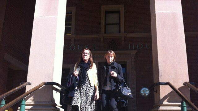 Ricki and Rebecca Small leaving Bathurst Courthouse.JPG