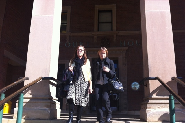 Ricki and Rebecca Small leaving Bathurst Courthouse