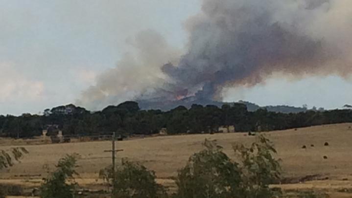A bushfire burning near Kyneton in central Victoria.