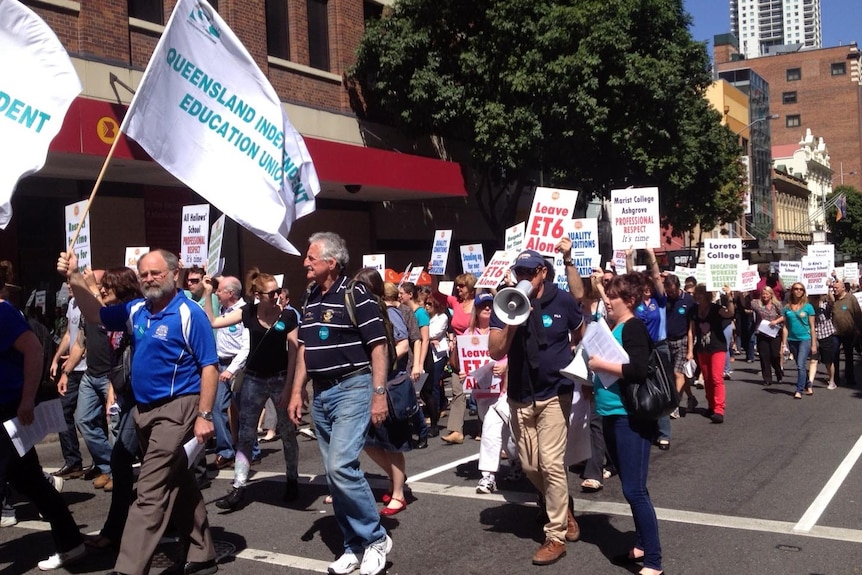 Catholic teachers protest in Brisbane.