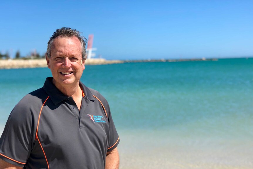 Mid West Sports Federation chairman Mike Bowley standing on the Geraldton foreshore.