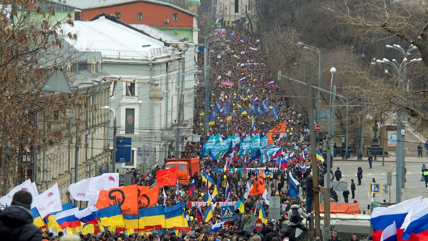 Rally in Moscow against Russian intervention in Crimea