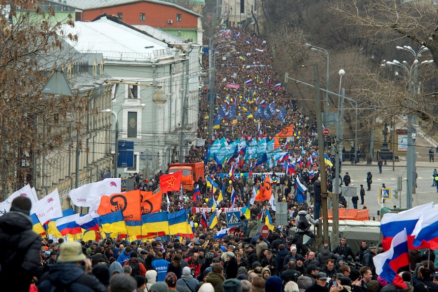 Rally in Moscow against Russian intervention in Crimea