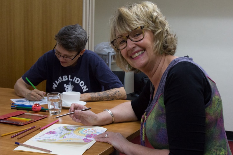 Jane Broadbere in the adult colouring in classes at Mosman Library