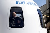 Jeff Bezos in Blue Origin capsule