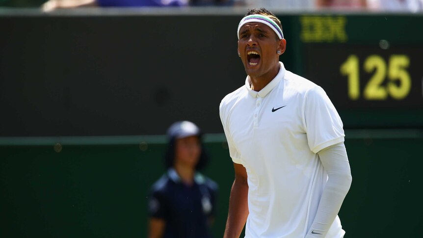 Kyrgios shows his emotion at Wimbledon