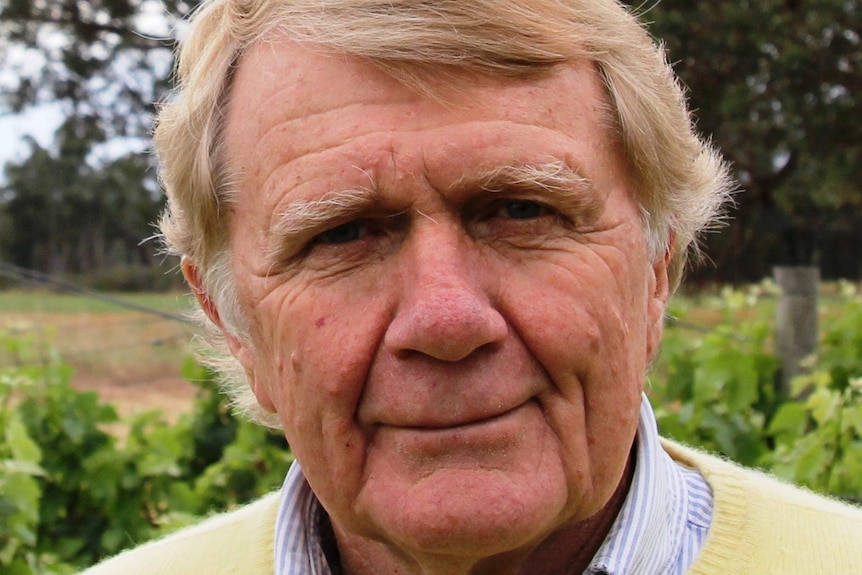 Professor Snow Barlow at his vineyard in North East Victoria