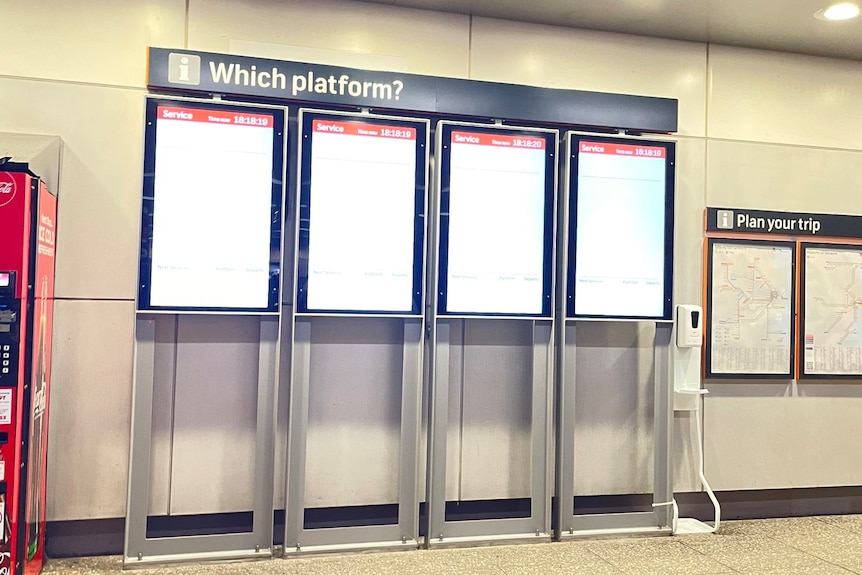 Train information screens were blank at some Sydney stations.