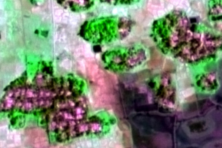 Satellite heatmap photo of Wa Peik village before a second arson attack.