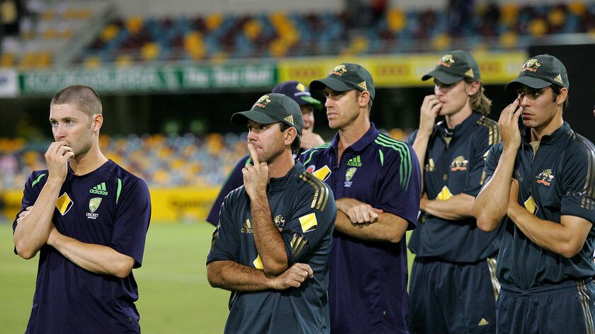 Ricky Ponting and team-mates after defeat